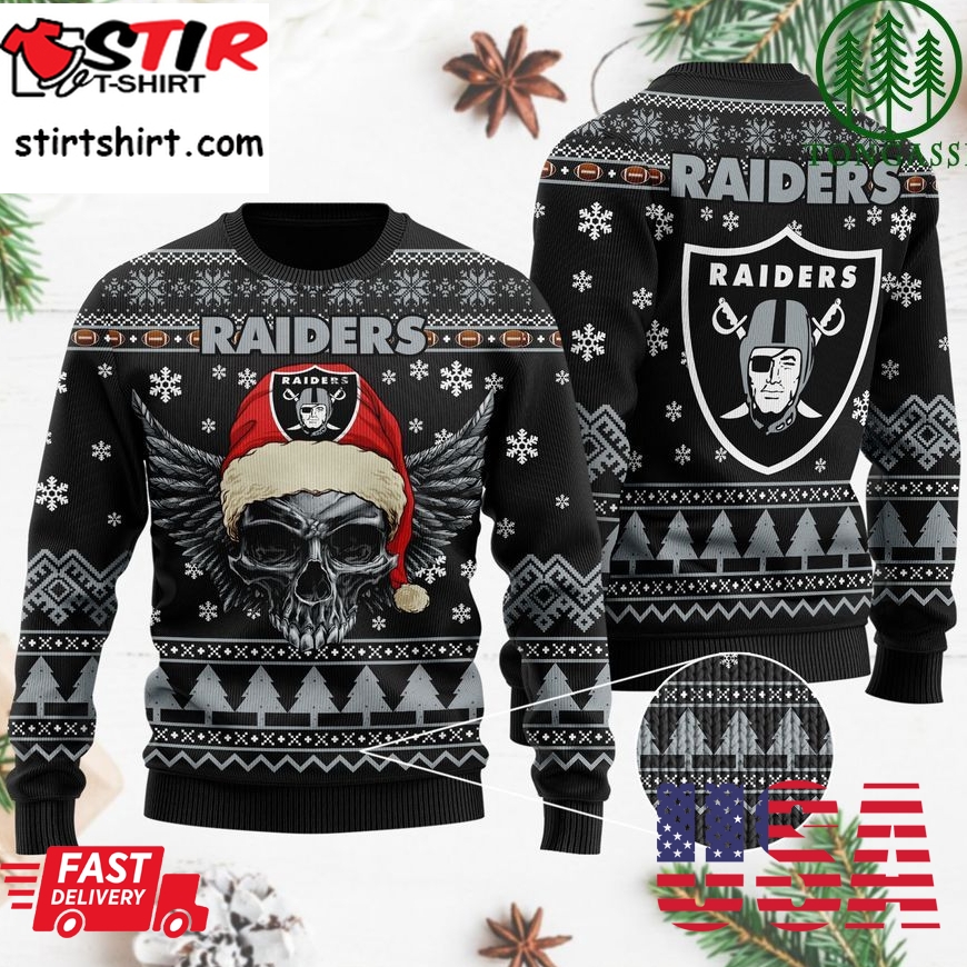 Nfl Las Vegas Raiders Golden Skull Christmas Ugly Sweater