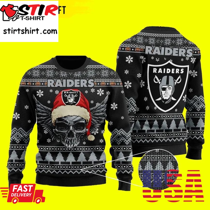Nfl Las Vegas Raiders Ugly Christmas Sweater Skull Xmas
