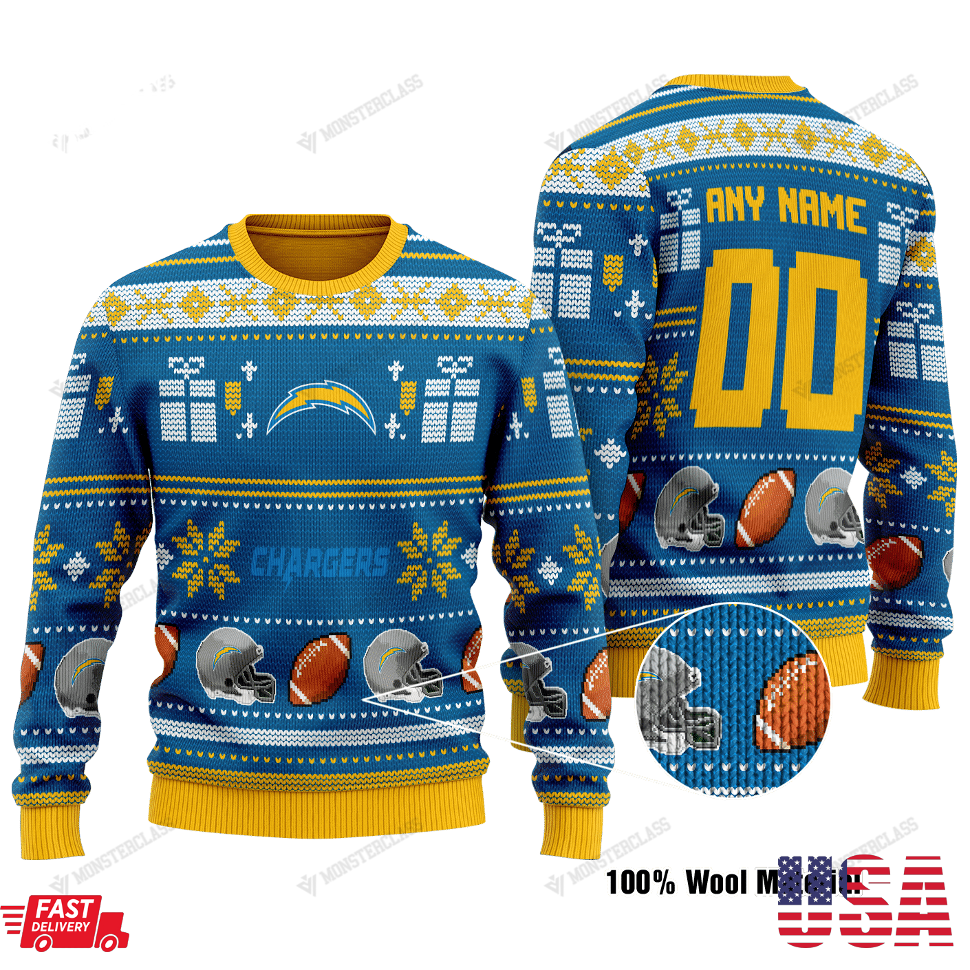 Nfl Los Angeles Chargers Ugly Sweaterpng