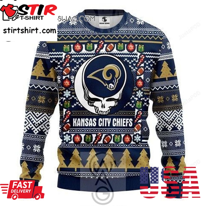 Nfl Los Angeles Rams Grateful Dead Knitting Pattern Ugly Christmas Sweater