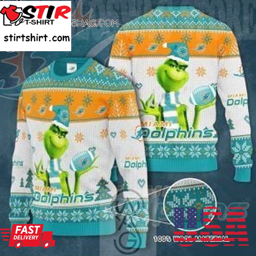 Nfl Miami Dolphins Grinch Knitting Pattern Ugly Christmas Sweater