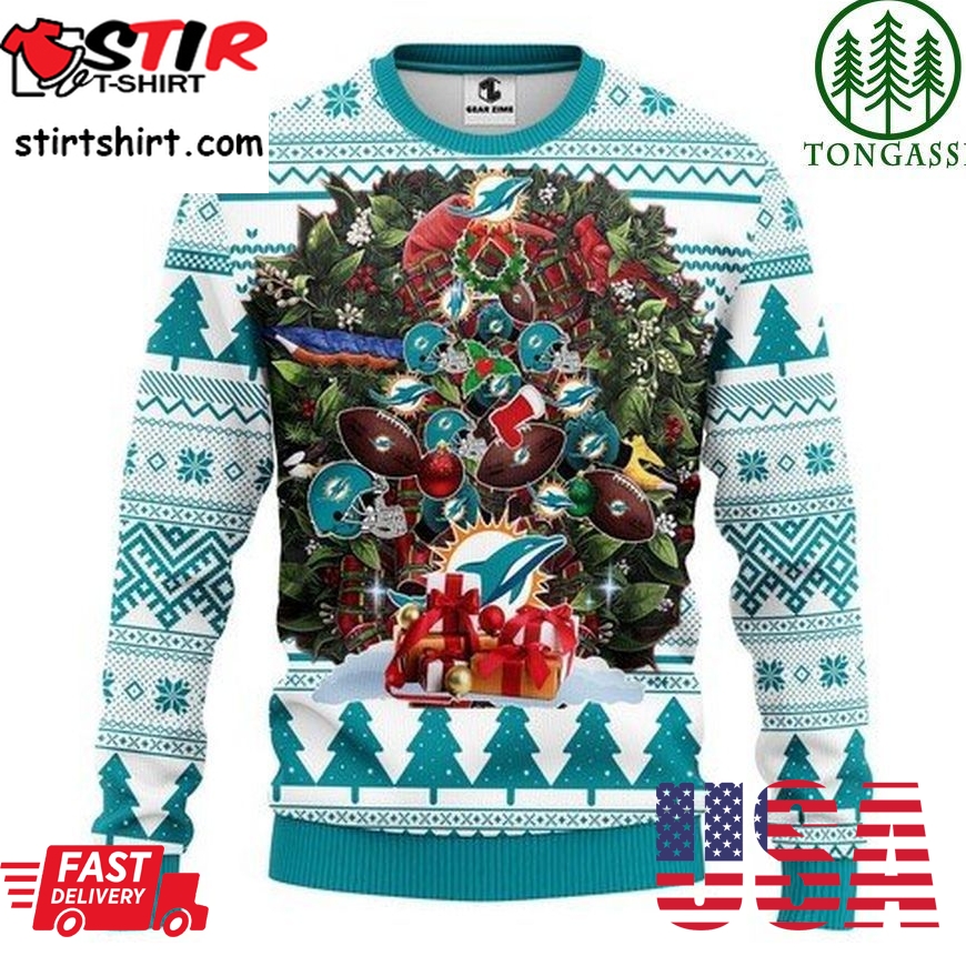 Nfl Miami Dolphins Tree Christmas Ugly Sweater