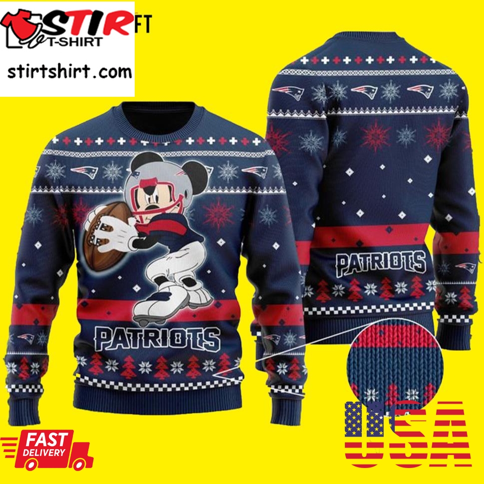 Nfl Mickey Mouse New England Patriots Ugly Christmas Sweater