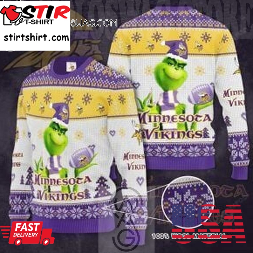 Nfl Minnesota Vikings And The Grinch Knitting Pattern Ugly Christmas Sweater