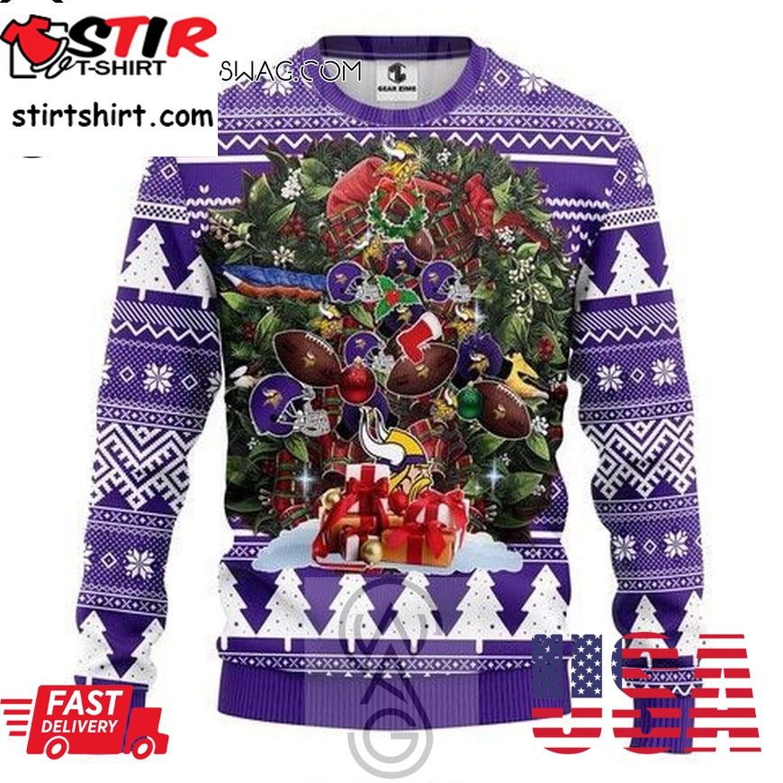 Nfl Minnesota Vikings Christmas Tree Knitting Pattern Ugly Christmas Sweater