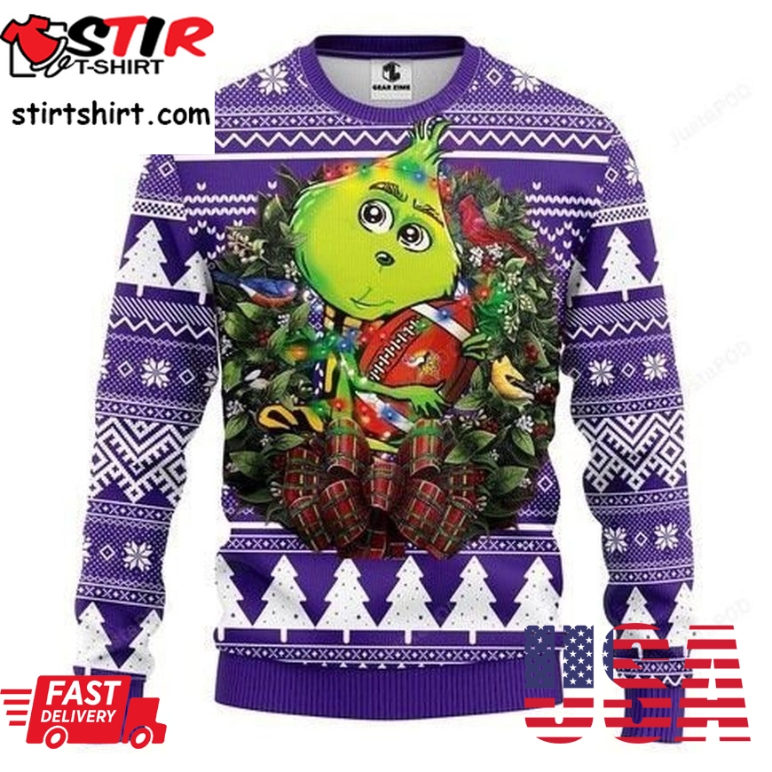 Nfl Minnesota Vikings Grinch Hug Ugly Christmas Sweater All Over