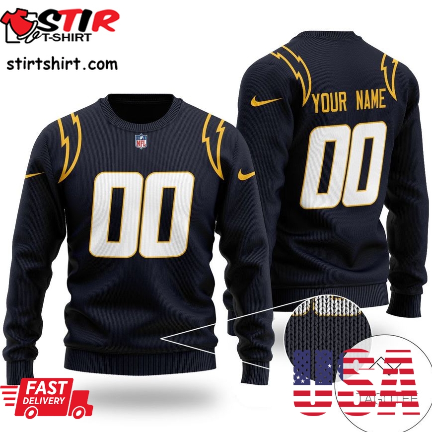 Nfl Name And Number Navy Los Angeles Chargers Ugly Sweater