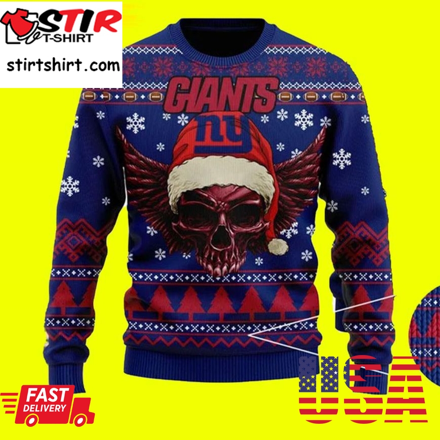 Nfl New York Giants Ugly Christmas Sweater Skull Xmas