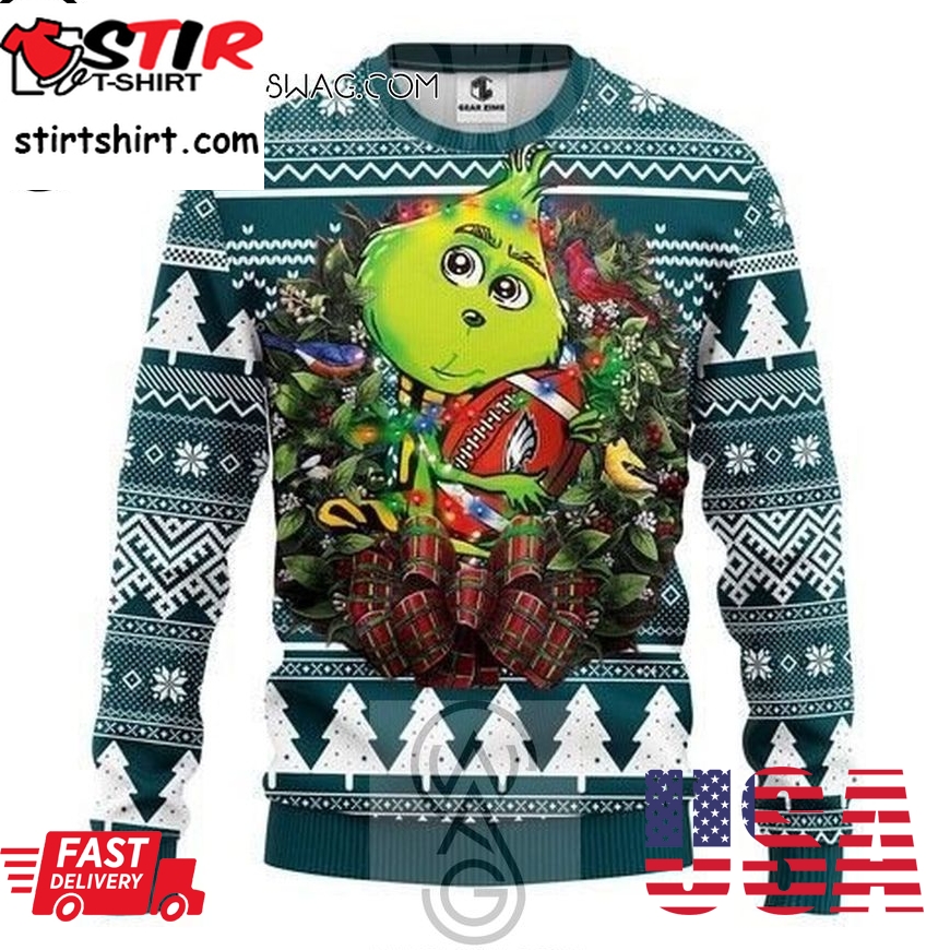 Nfl Philadelphia Eagles Grinch Hug Knitting Pattern Ugly Christmas Sweater