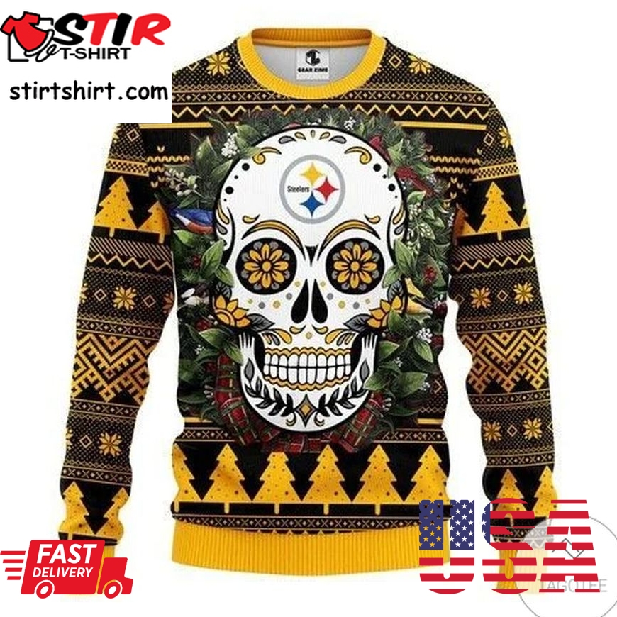 Nfl Pittsburgh Steelers Skull Flower Ugly Sweater