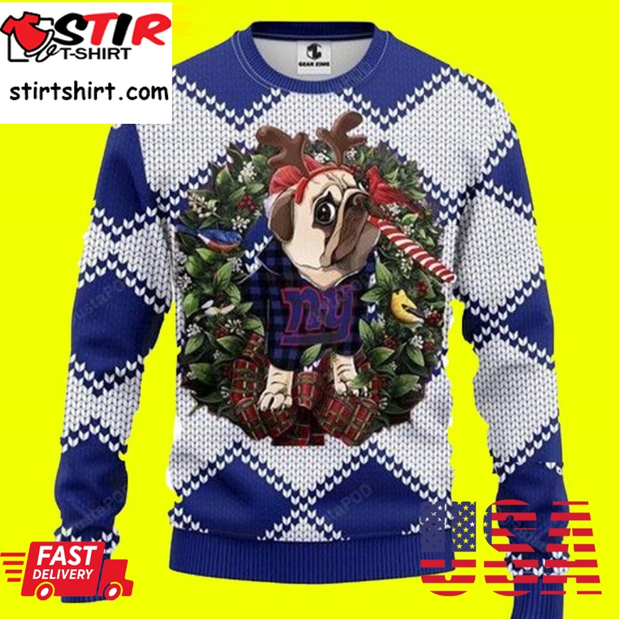 Nfl Pug Dog New York Giants Ugly Christmas Sweater