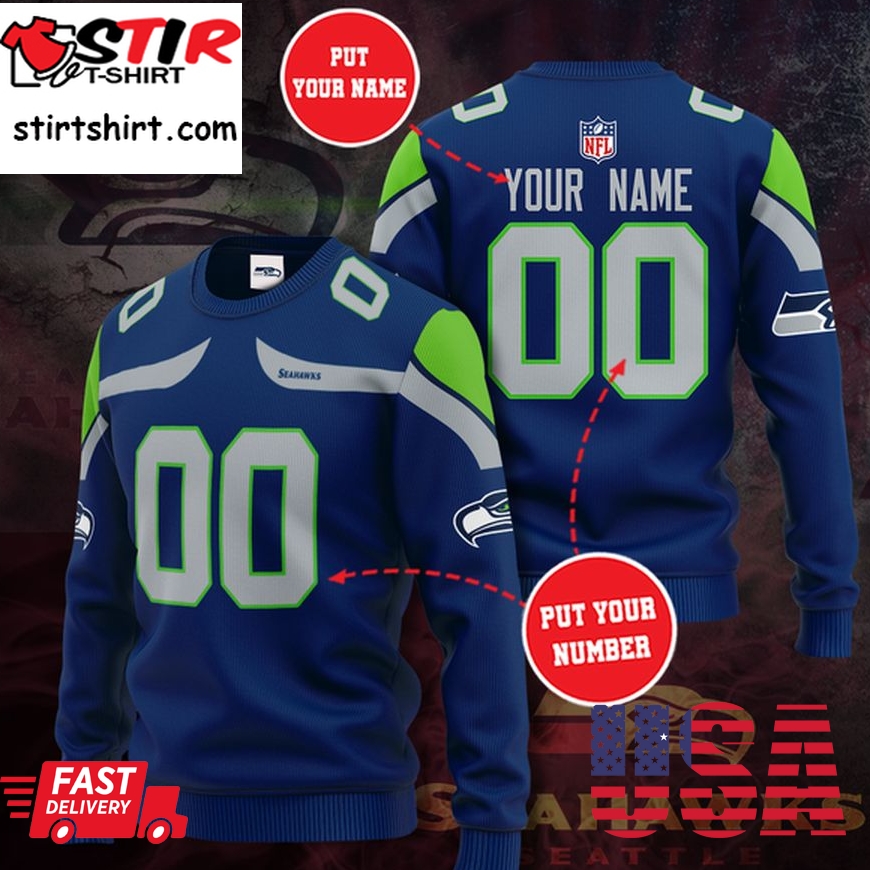 Nfl Seattle Seahawks Personalized All Over Print Sweater