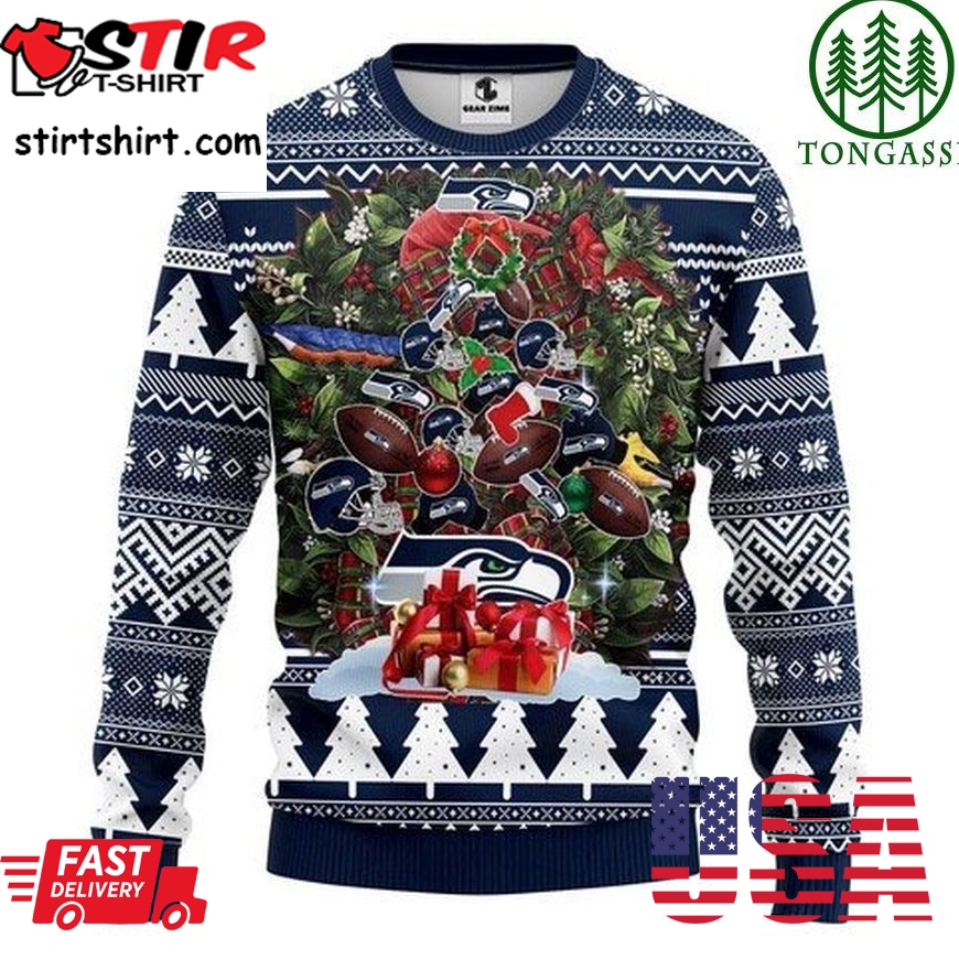 Nfl Seattle Seahawks Tree Christmas Ugly Sweater