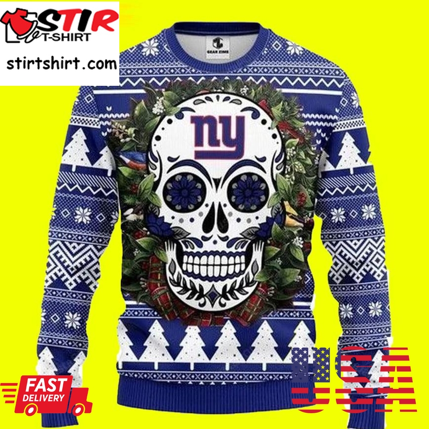 Nfl Skull Flower New York Giants Ugly Christmas Sweater