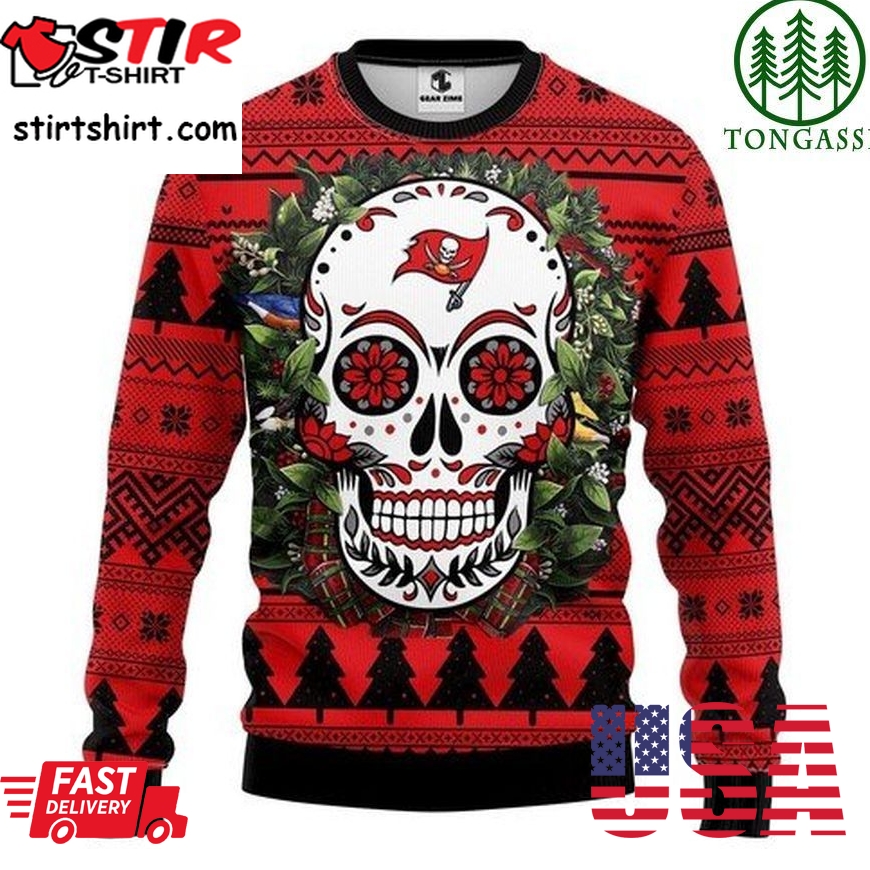 Nfl Tampa Bay Buccaneers Skull Flower Christmas Ugly Sweater