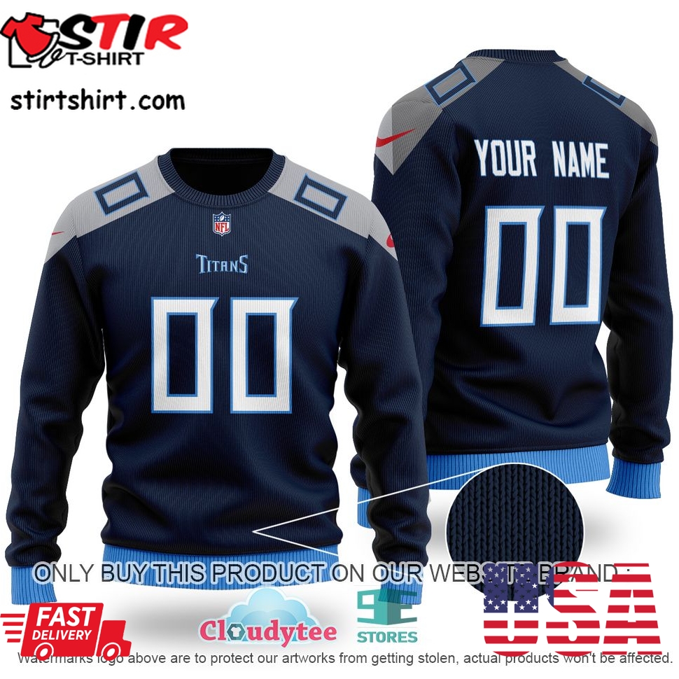 Nfl Tennessee Titans Personalized Navy Ugly Sweater  