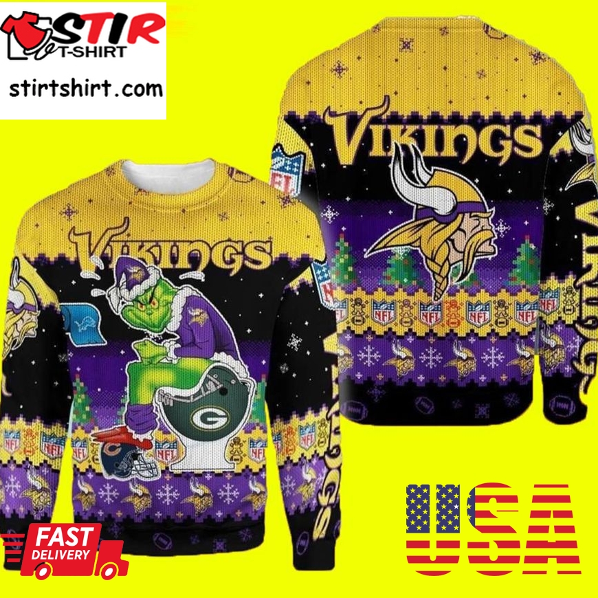 Nfl Vikings Minnesota Ugly Christmas Sweater Cute Grinch