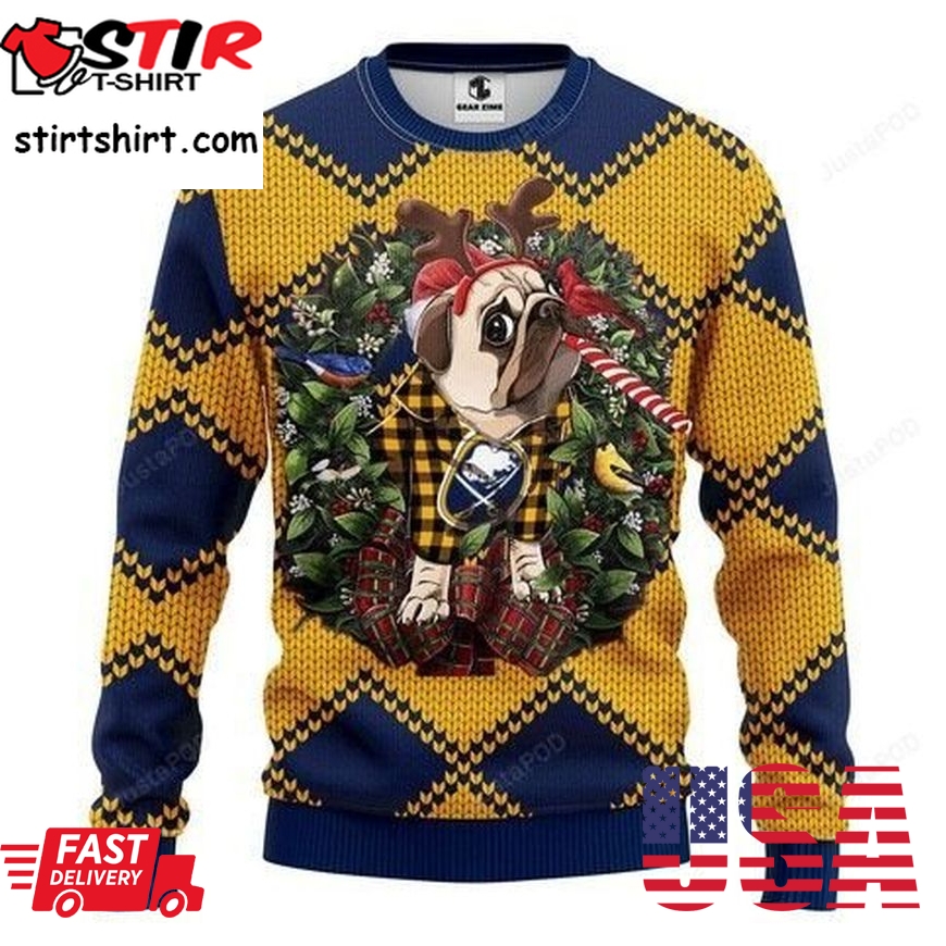 Nhl Buffalo Sabres Pug Dog Ugly Christmas Sweater, All Over Print Sweatshirt, Ugly Sweater, Christmas Sweaters, Hoodie, Sweater