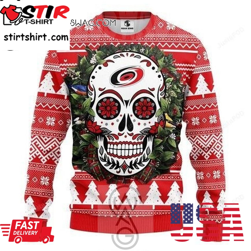 Nhl Carolina Hurricanes Sugar Skull Knitting Pattern Ugly Christmas Sweater