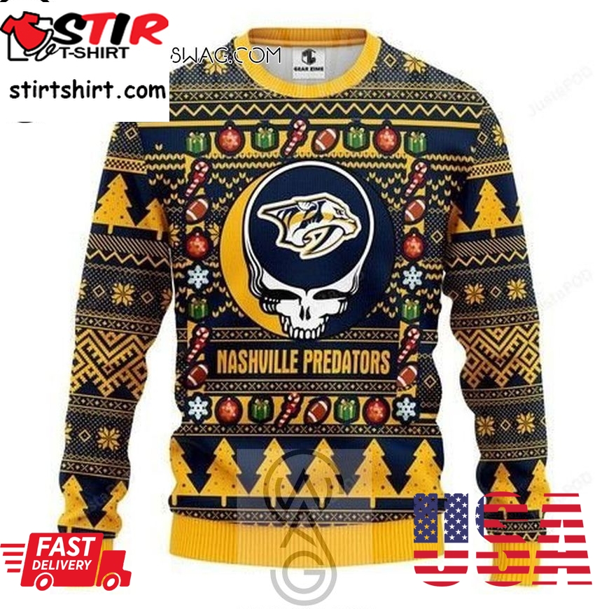 Nhl Nashville Predators Grateful Dead Knitting Pattern Ugly Christmas Sweater