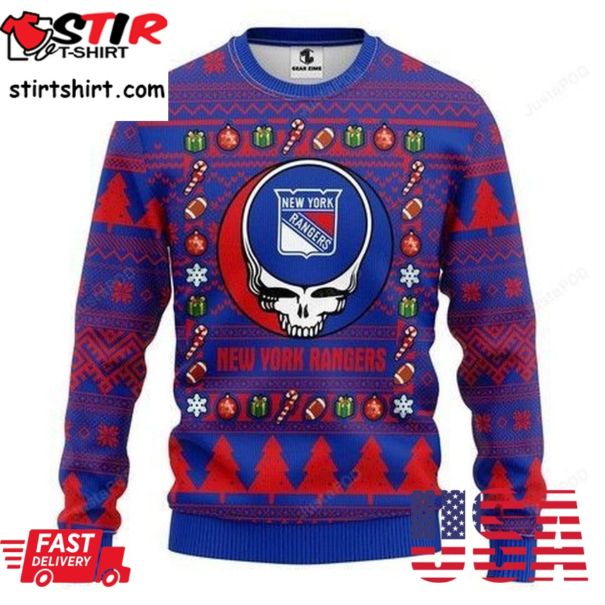 Nhl New York Rangers Grateful Dead Ugly Christmas Sweater All