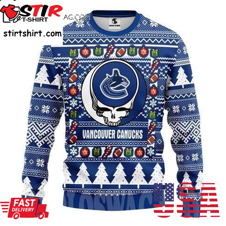 Nhl Vancouver Canucks Grateful Dead Knitting Pattern Ugly Christmas Sweater