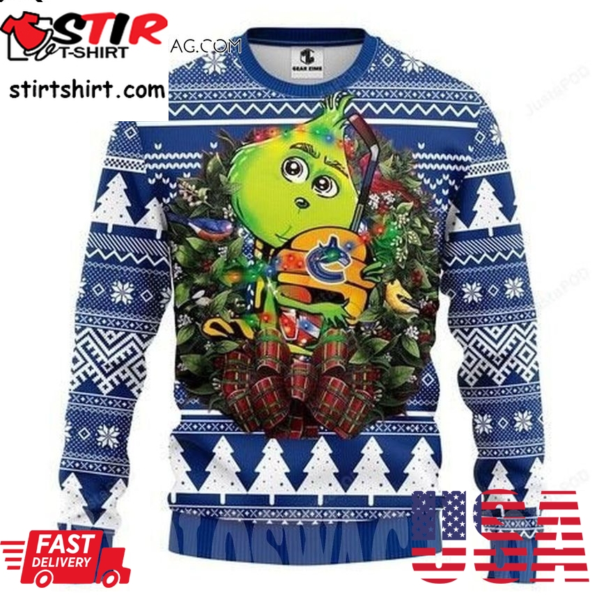 Nhl Vancouver Canucks Grinch Hug Knitting Pattern Ugly Christmas Sweater