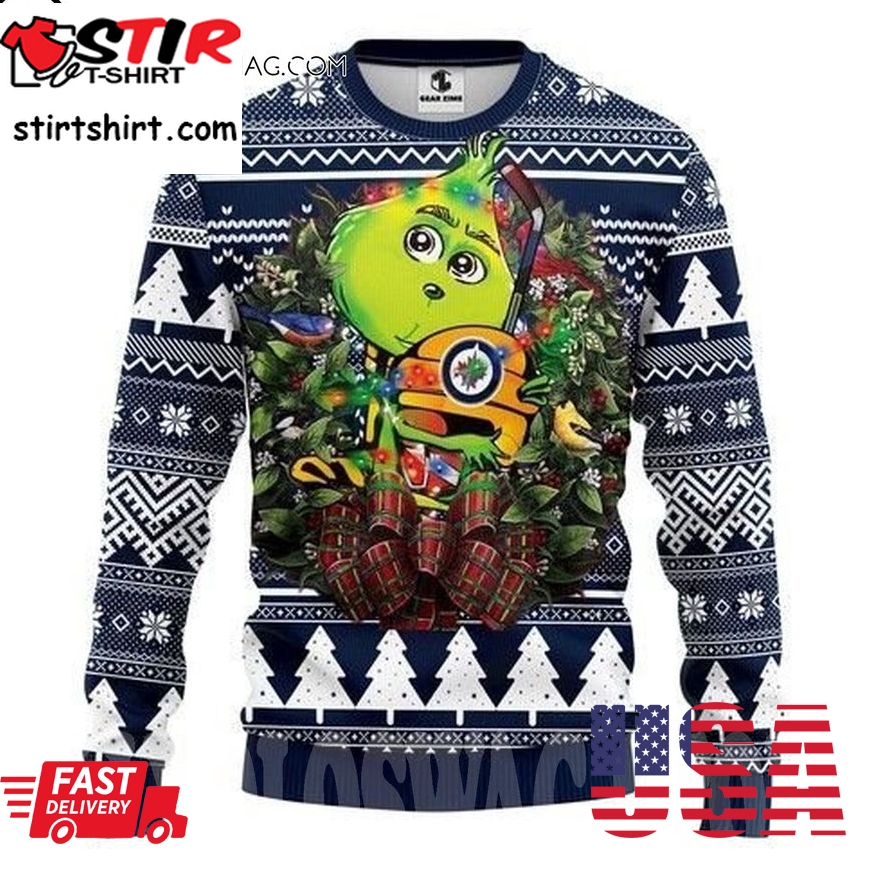 Nhl Winnipeg Jets Grinch Hug Knitting Pattern Ugly Christmas Sweater