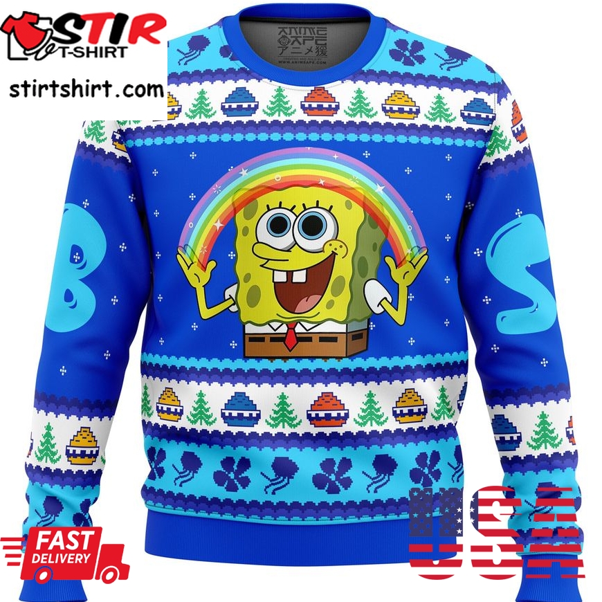 Nickelodeon Cartoons Rainbow Spongebob Ugly Sweater