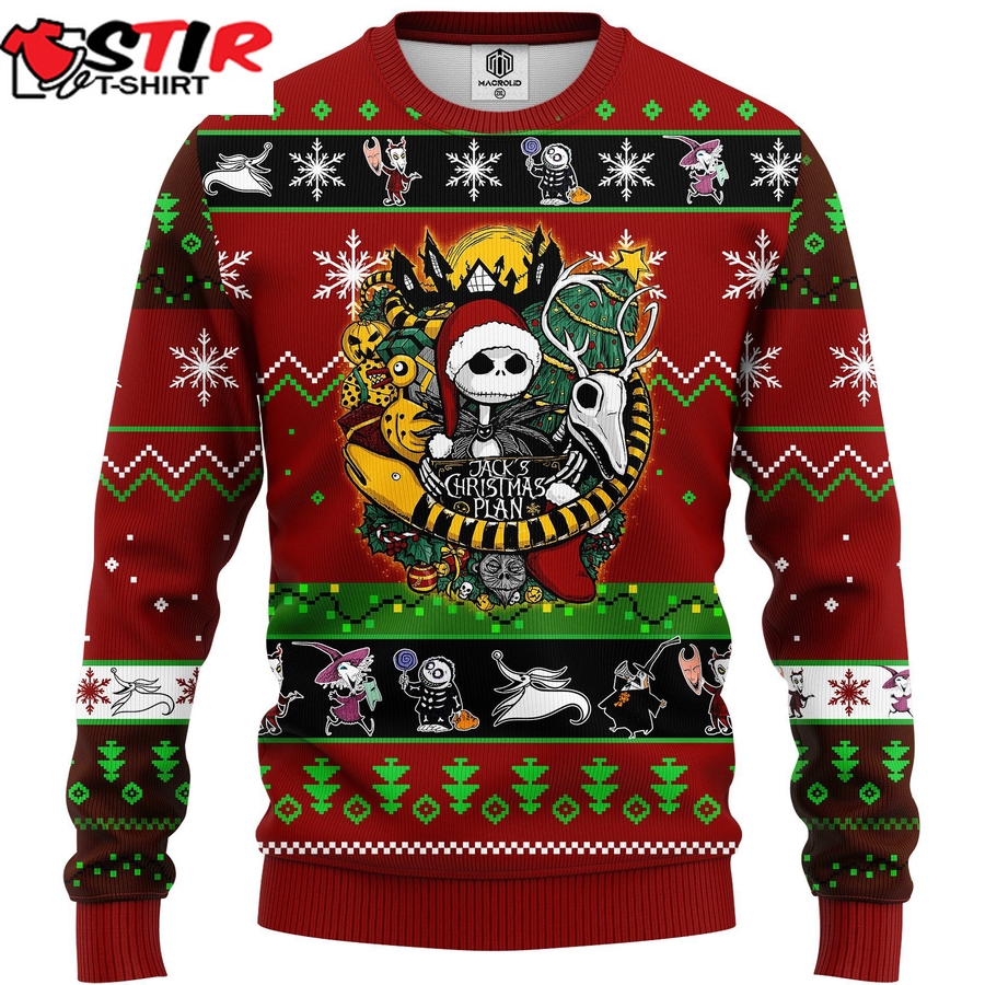 Nightmare Before Christmas Ugly Sweater Red Brown