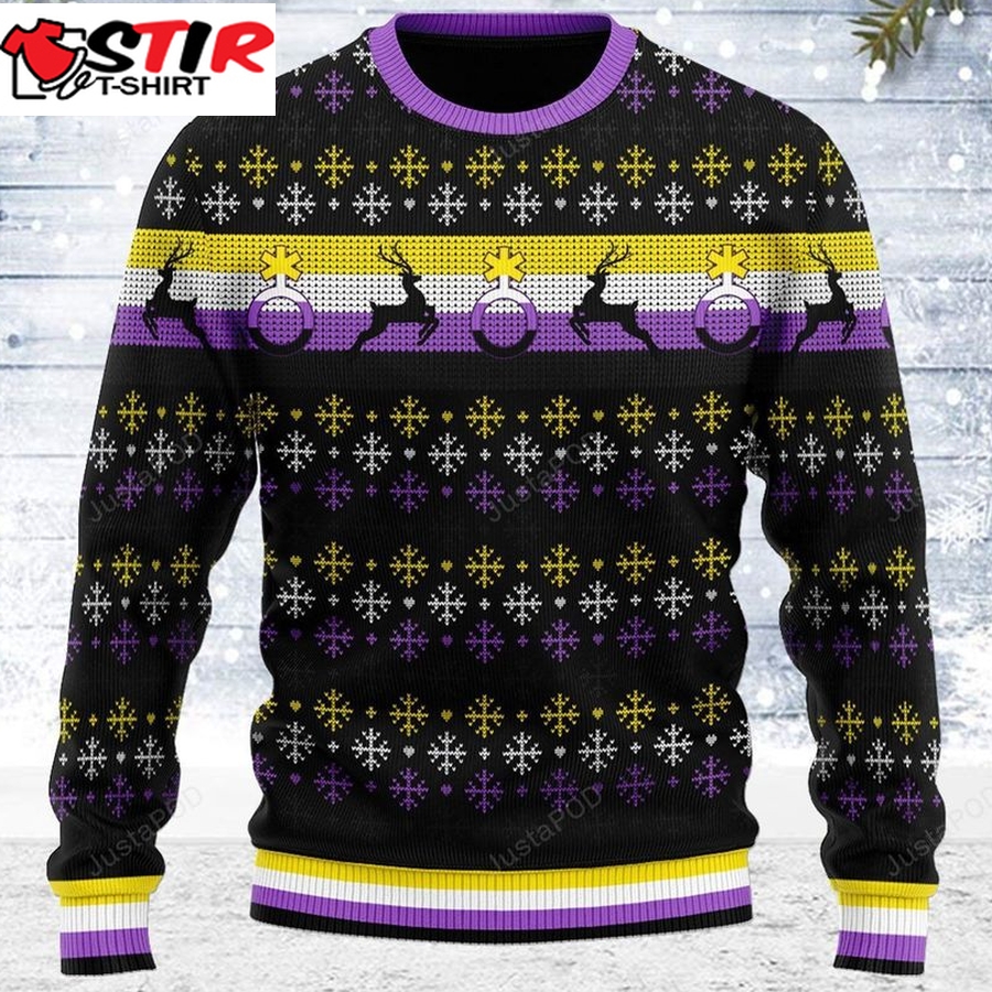 Nonbinary Flag Ugly Christmas Sweater All Over Print Sweatshirt Ugly
