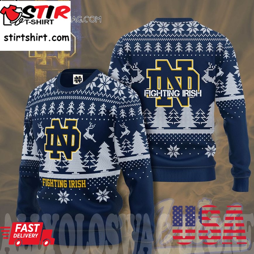 Notre Dame Fighting Irish Football Christmas For Fans Ugly Christmas Sweater