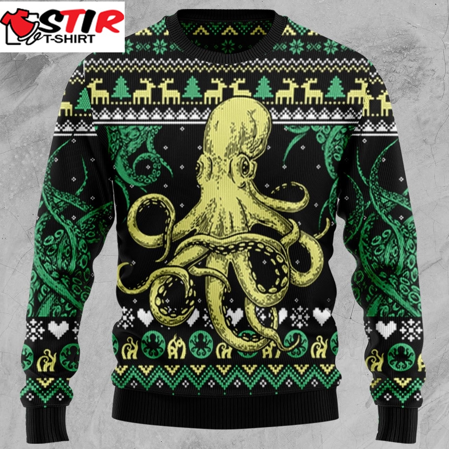 Octopus Cool D3009 Ugly Christmas Sweater Unisex Womens & Mens, Couples Matching, Friends, Funny Family Ugly Christmas Holiday Sweater Gifts (Plus Size Available)   Personalizedwitch   1717