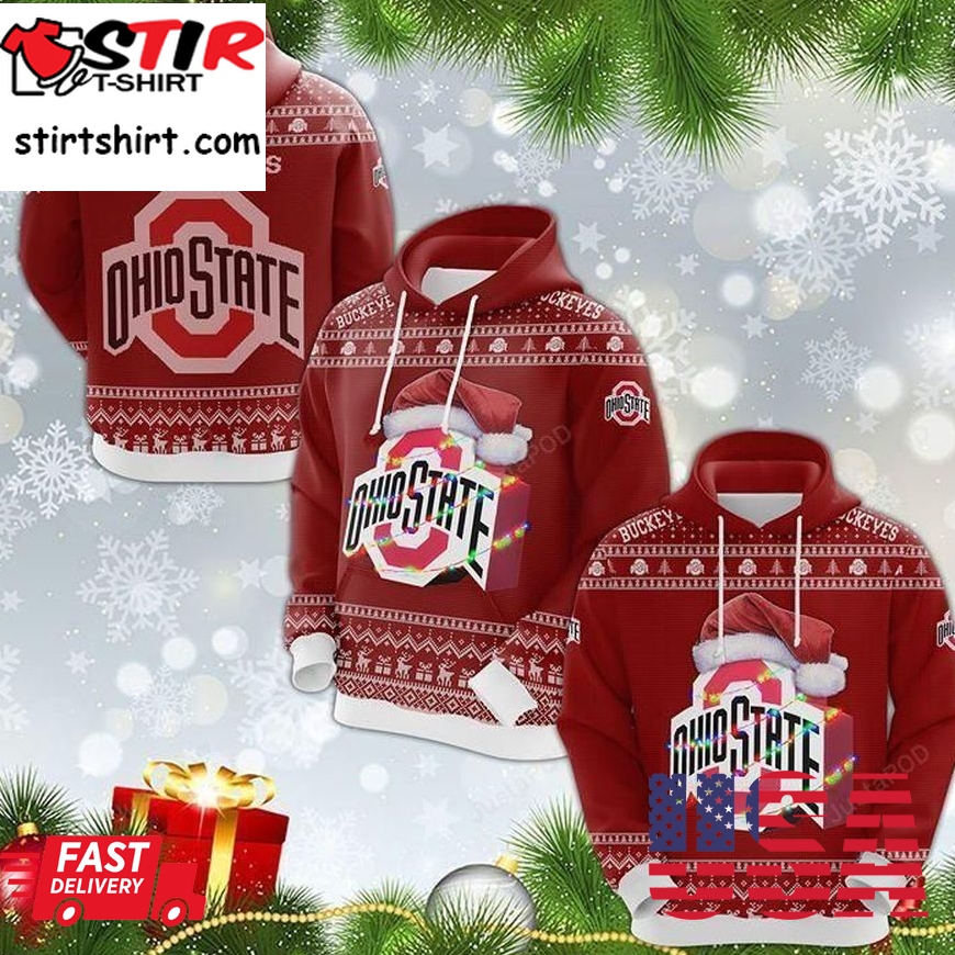 Ohio State Buckeyes Christmas 3D All Over Print Hoodie, Zip Up Hoodie, Ugly Sweater, Christmas Sweaters, Hoodie, Sweater
