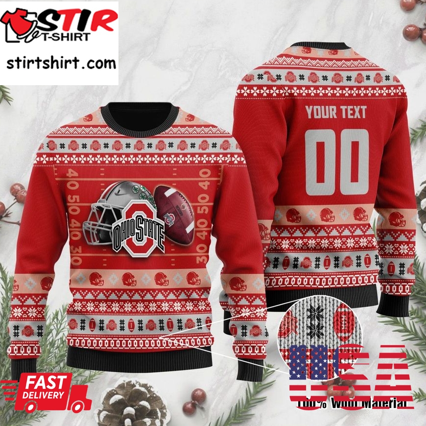 Ohio State Buckeyes Custom Name _ Number Personalized Ugly Christmas Sweater, Ugly Sweater, Christmas Sweaters, Hoodie, Sweatshirt, Sweater