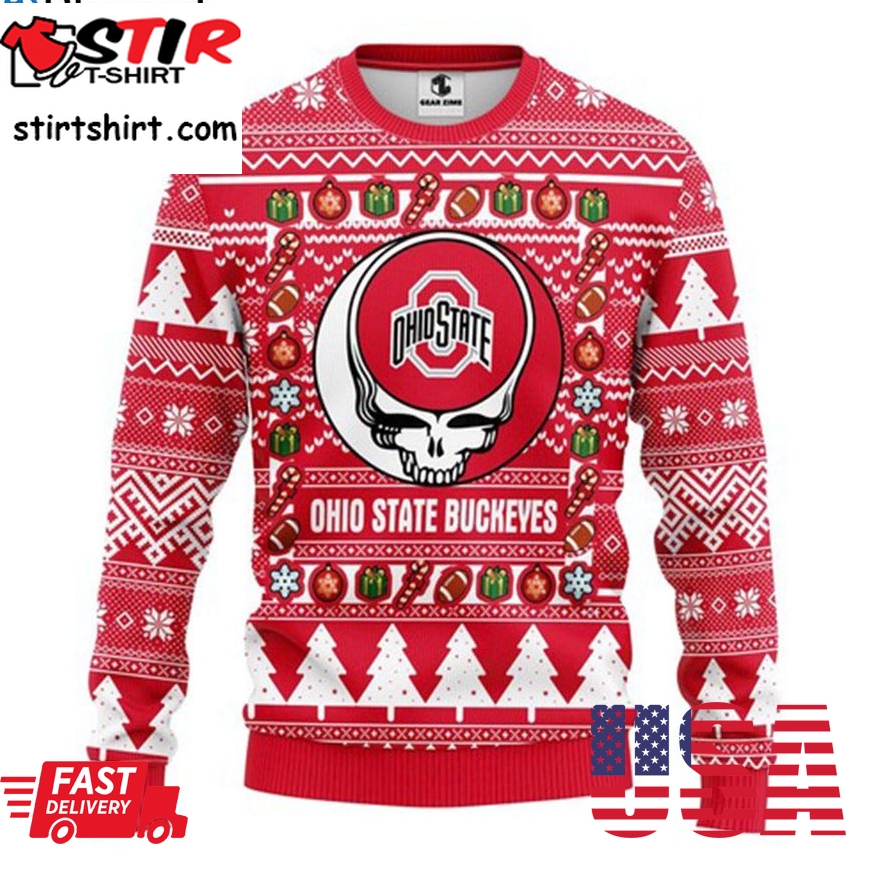 Ohio State Buckeyes Grateful Dead Christmas Ugly Sweater