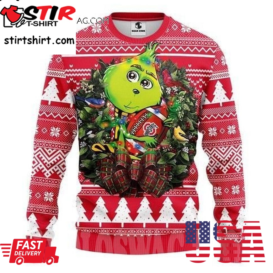 Ohio State Buckeyes Grinch Hug Ugly Christmas Sweater