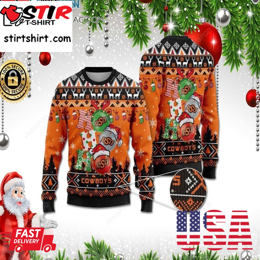 Oklahoma State Cowboys Ho Ho Ho Christmas Wool Sweater
