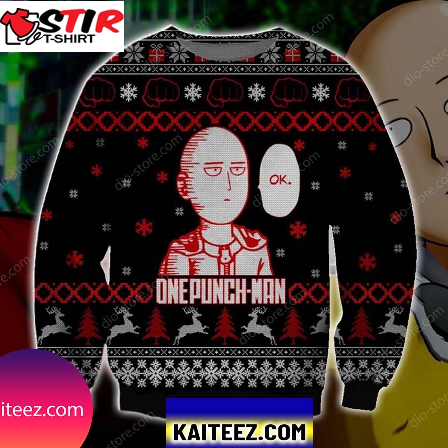 One Punch Man Knitting Pattern 3D Print Christmas Ugly Sweater
