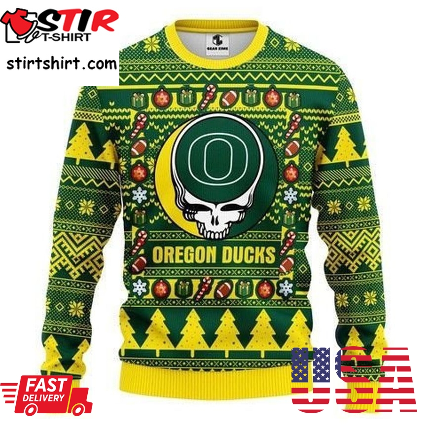 Oregon Ducks Grateful Dead Ugly Christmas Sweater All Over Print