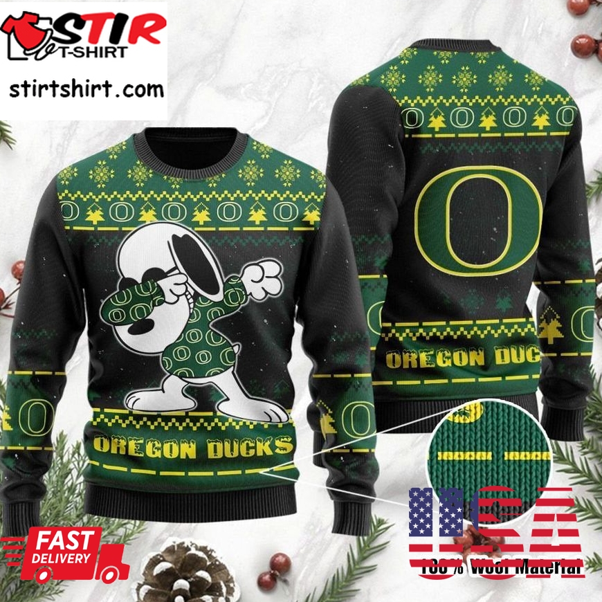 Oregon Ducks Snoopy Dabbing Holiday Party Ugly Christmas Sweater Ugly