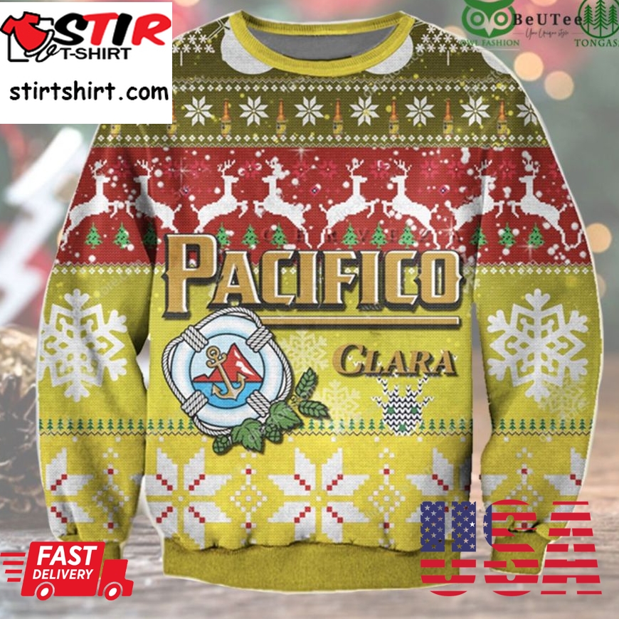 Pacifico Clara Ugly Sweater Beer Drinking Christmas Limited