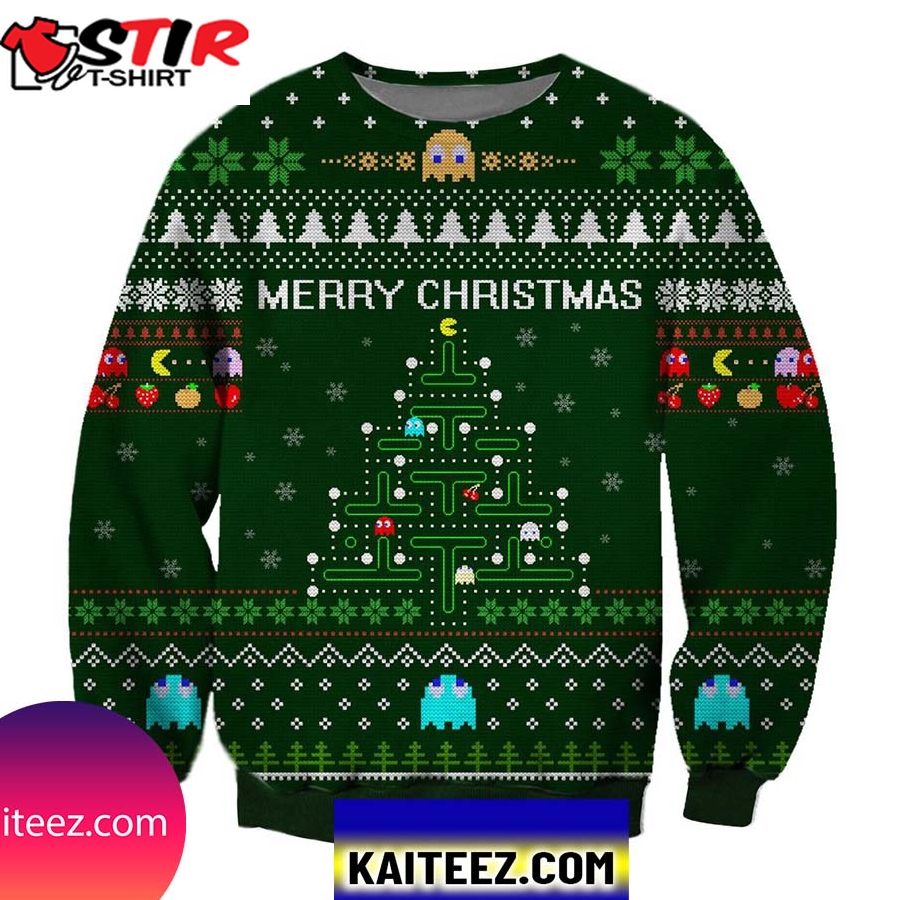 Pacman Knitting Pattern 3D Print Christmas Ugly Sweater