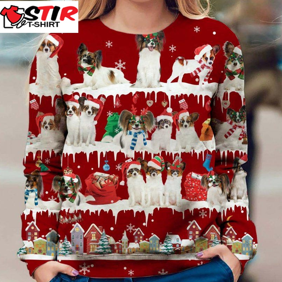 Papillon   Snow Christmas   Premium Dog Christmas Ugly Sweatshirt, Dog Ugly Sweater   478