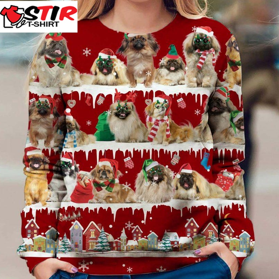 Pekingese   Snow Christmas   Premium Dog Christmas Ugly Sweatshirt, Dog Ugly Sweater   527