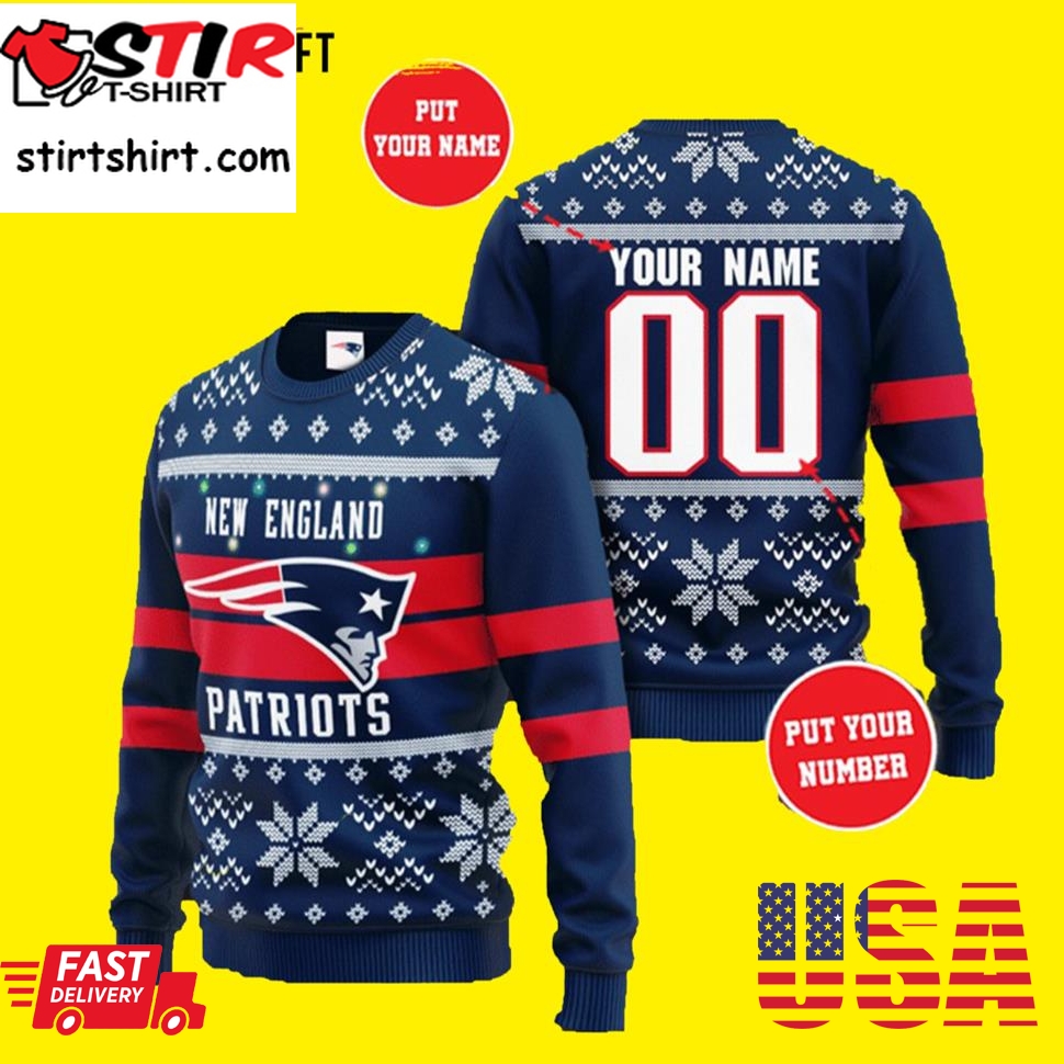 Personal Name New England Patriots Ugly Christmas Sweater