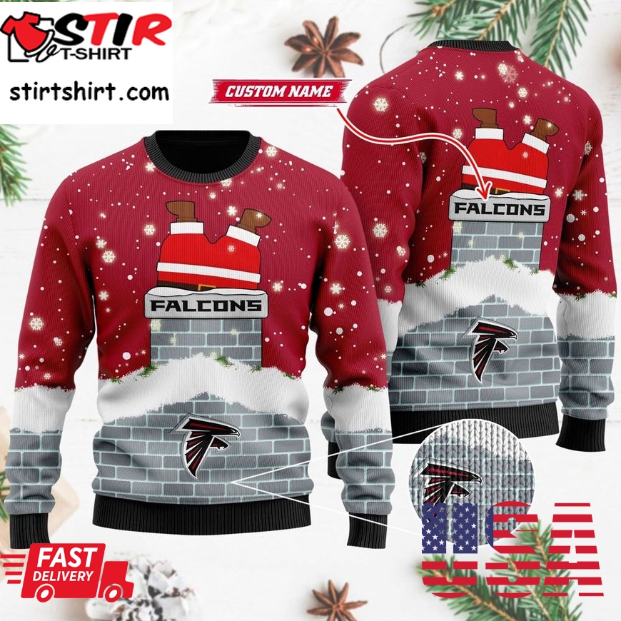 Personalized Atlanta Falcons Nfl Football Santa Claus 3D Ugly Christmas Sweater