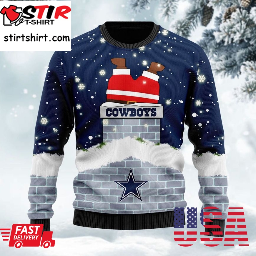 Personalized Dallas Cowboys Nfl Football Santa Claus 3D Ugly Christmas Sweater