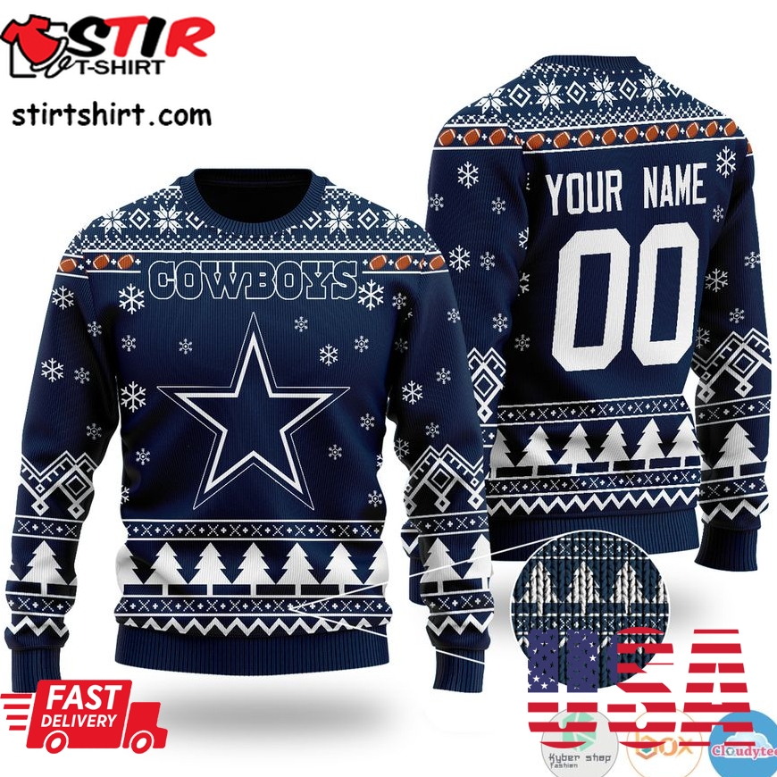 Personalized Dallas Cowboys Snow Nfl Custom Ugly Christmas Sweater