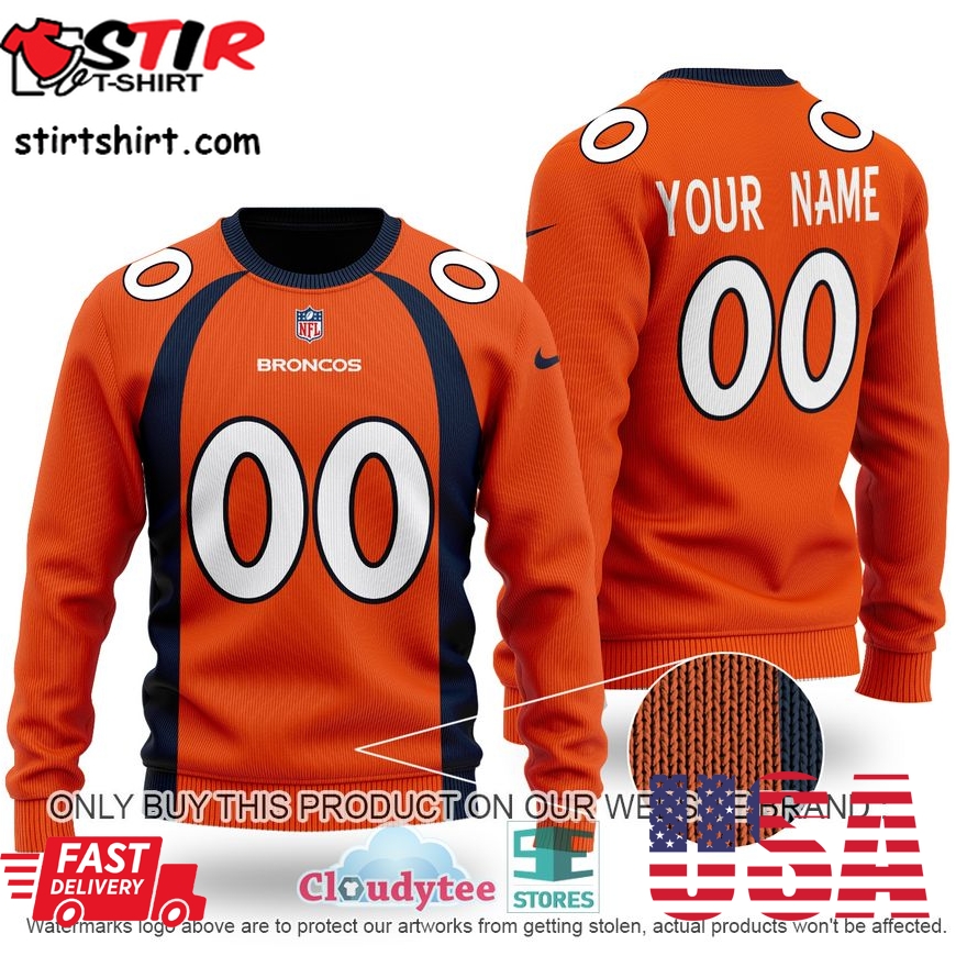 Personalized Denver Broncos Nfl Orange Ugly Sweater 